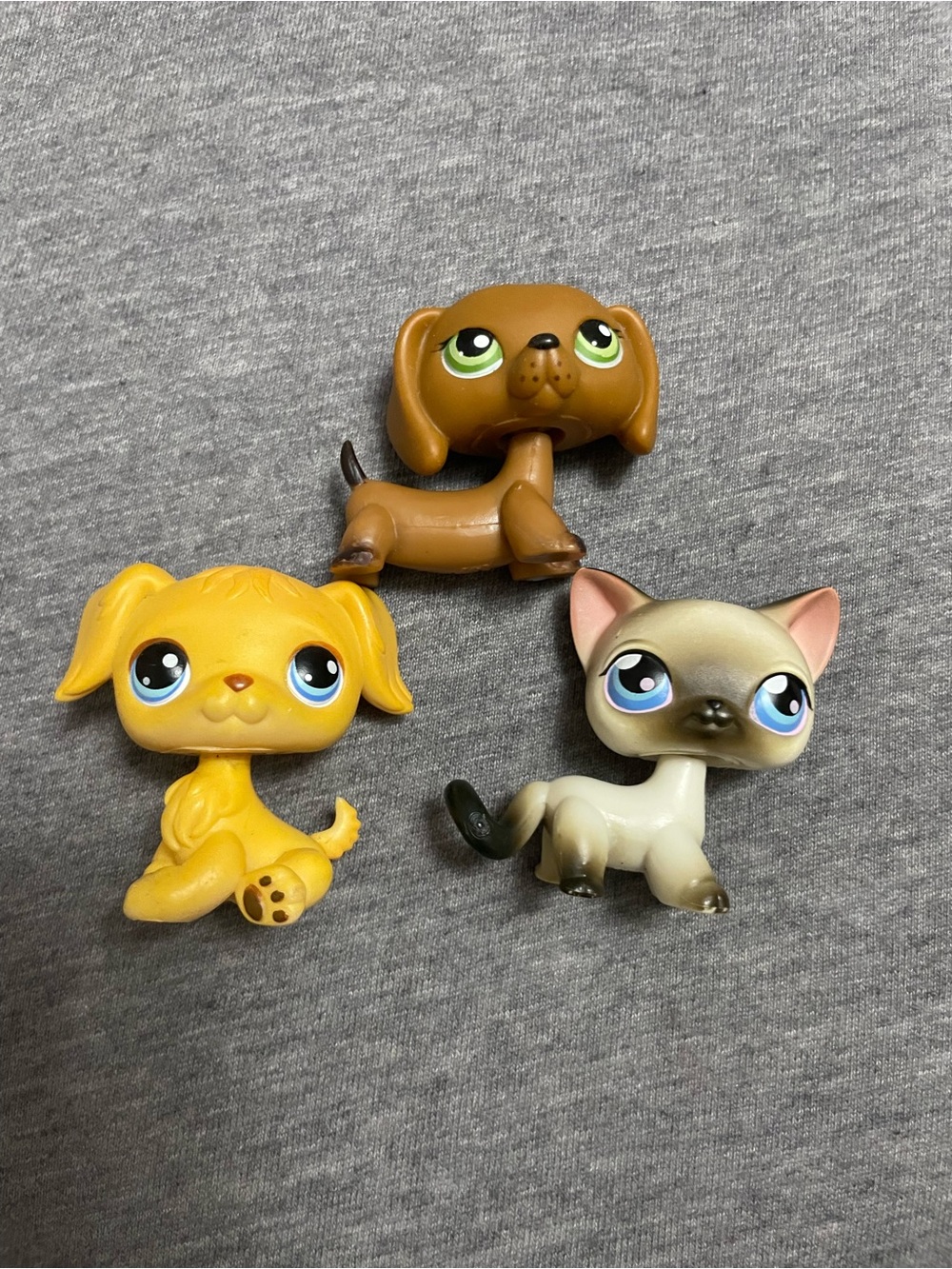 Littlest Pet Shop Yellow, Brown & Cream Puppy and Kitten Trio